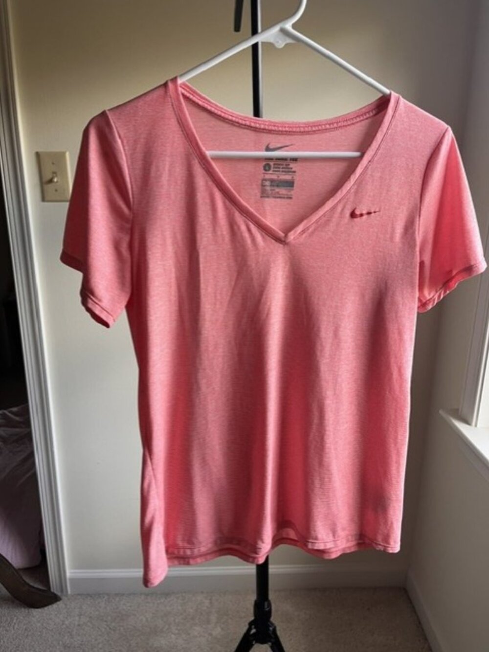 Nike Dri-FIT Women's Red V-Neck Athletic Performance Tee- L